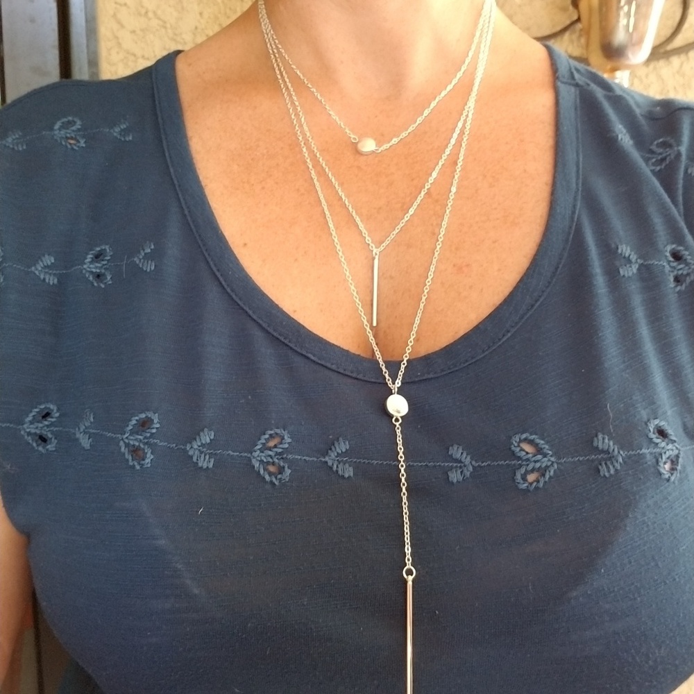 Silver tone Triple strand Necklace